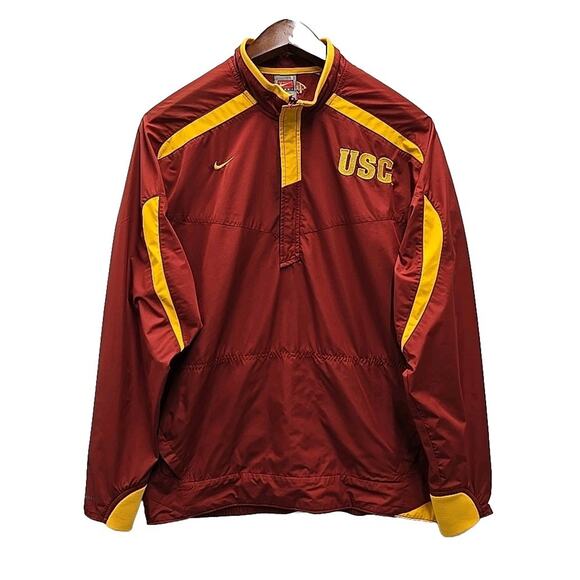 NIKE FIT STORM USC Trojans Windbreaker Jacket Sz S Pullover 1/4 Zip Activewear - Picture 1 of 10